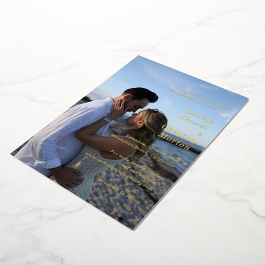 Louise Eenvoudige Foto Moderne bruiloft Save the D Folie Uitnodiging (Gedraaid)