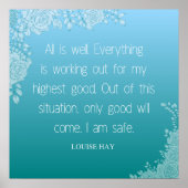 Louise Hay Quote | Alles is in orde. Ik ben veilig Poster (Voorkant)