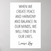 Louise Hay Quote over vrede en harmonie Poster (Voorkant)