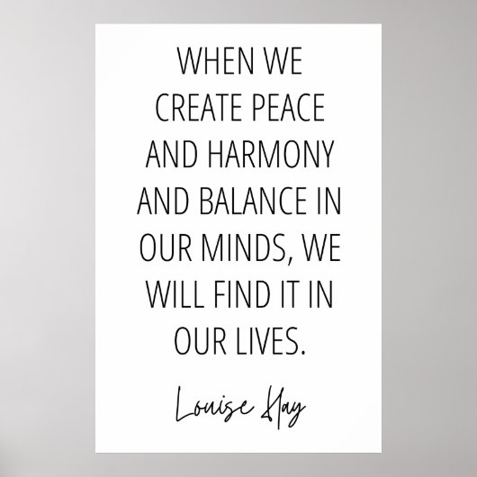 Louise Hay Quote over vrede en harmonie Poster (Voorkant)