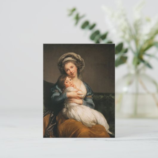 Louise Le Brun- Self Portret met haar dochter Briefkaart (Staand voorkant)