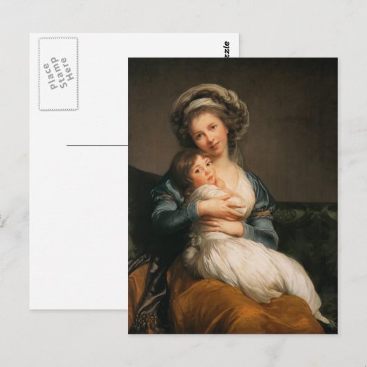 Louise Le Brun- Self Portret met haar dochter Briefkaart (Voorkant / Achterkant)