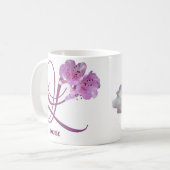  Louise naam monogram schattig roze bloemen Koffiemok (Voorkant links)