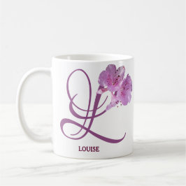 Louise naam monogram schattig roze bloemen Koffiemok