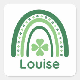 Louise Name Clover Boho Rainbow Vierkante Sticker