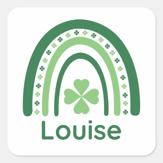 Louise Name Clover Boho Rainbow Vierkante Sticker (Voorkant)