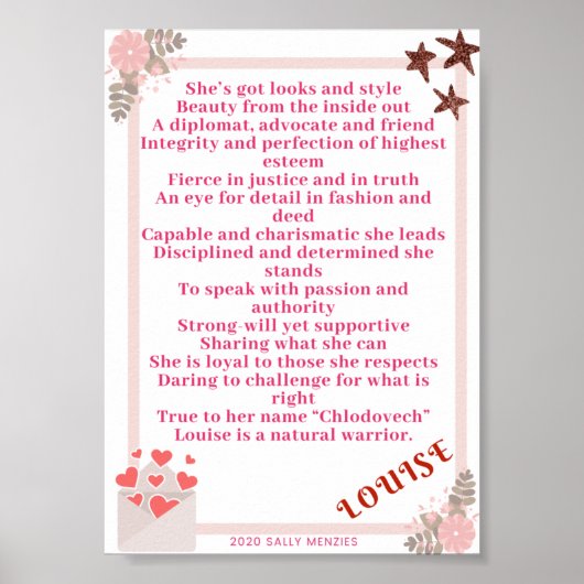 "Louise" Name Poem Poster (Voorkant)