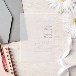Louise Simple Modern Wedding Save the Date Vellum Uitnodigingen