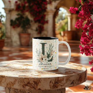 Louise's stralende kracht - Boho Chic Monogram Tweekleurige Koffiemok