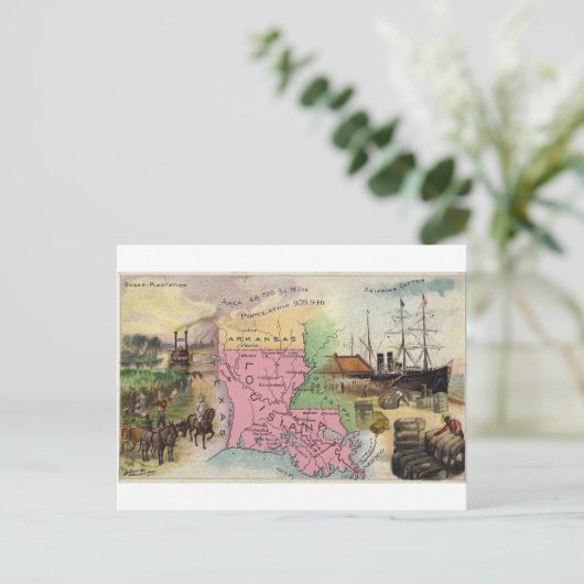 Louisiana, 1889 kaart (Staand voorkant)