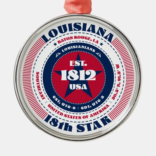 Louisiana 18e staat kerstversiering metalen ornament (Voorkant)