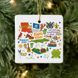 Louisiana Aangepaste Familie Reis Kerstmis Keramisch Ornament