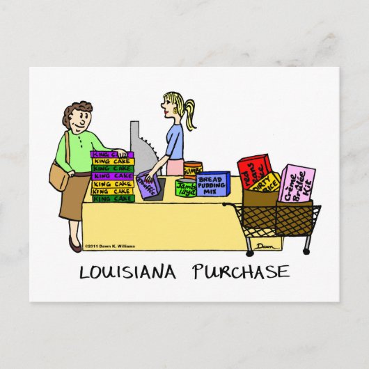 Louisiana Aankoop Cartoon Briefkaart (Voorkant)