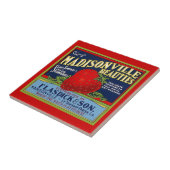 Louisiana aardbei met etiket op het vruchtensyste Tegeltje (Zijkant)