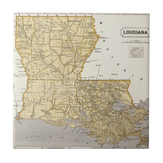 Louisiana Atlas Map Tegeltje (Voorkant)
