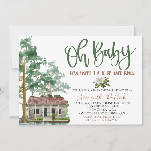 Louisiana Bayou Baby shower Invitation Kaart (Voorkant)