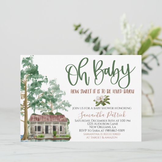 Louisiana Bayou Baby shower Invitation Kaart (Staand voorkant)