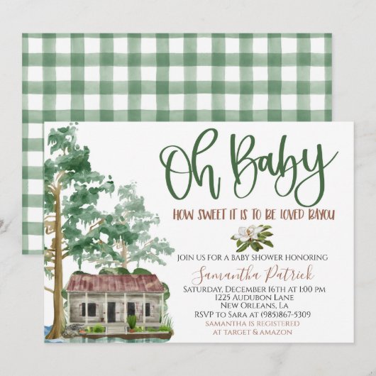Louisiana Bayou Baby shower Invitation Kaart (Voorkant / Achterkant)