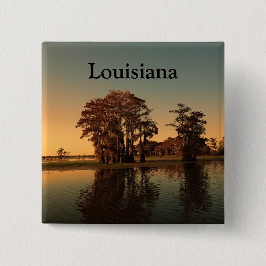 Louisiana bayou vierkante button 5,1 cm (Voorkant)