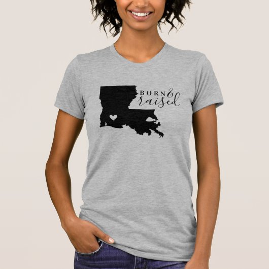 Louisiana Born en het T-shirt van de verhoogde sta (Voorkant)