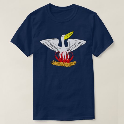 Louisiana Brown Pelican Feeding Crawfish LA Flag T-shirt (Design voorkant)