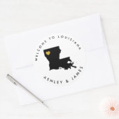 Louisiana Bruiloft Welkom Sticker, Treat Box Bag Ronde Sticker (Envelop)