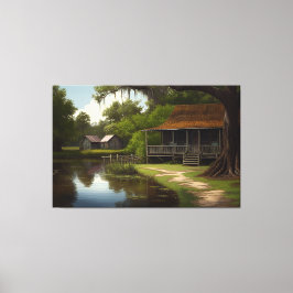 Louisiana Cabin, Louisiana Kunst, Cajun Cultuur Canvas Afdruk
