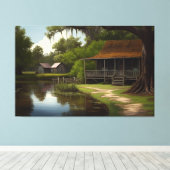 Louisiana Cabin, Louisiana Kunst, Cajun Cultuur Canvas Afdruk (Insitu (Houten vloer))