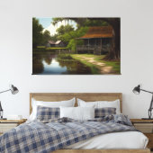 Louisiana Cabin, Louisiana Kunst, Cajun Cultuur Canvas Afdruk (Insitu (Slaapkamer))