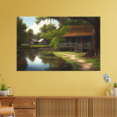 Louisiana Cabin, Louisiana Kunst, Cajun Cultuur Canvas Afdruk (Insitu (Woonkamer))