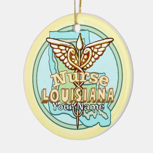 Louisiana Caduceus Nurse  Keramisch Ornament (Links)