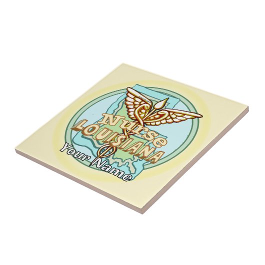 Louisiana Caduceus Nurse Tile Tegeltje (Zijkant)