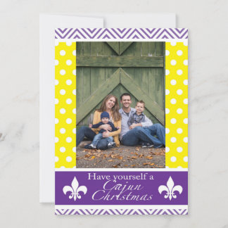 Louisiana Cajun Christmas Cards- Purple and Yellow Feestdagenkaart