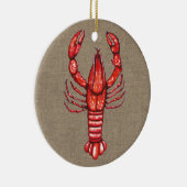 Louisiana Cajun Crawfish & Burlap Familienaam Keramisch Ornament (Rechts)