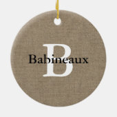 Louisiana Cajun Crawfish & Burlap Familienaam Keramisch Ornament (Achterkant)