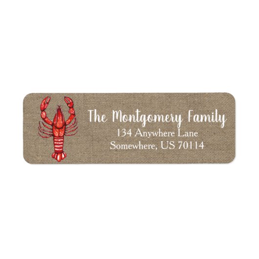 Louisiana Cajun Crawfish & Faux Burlap Etiket (Voorkant)