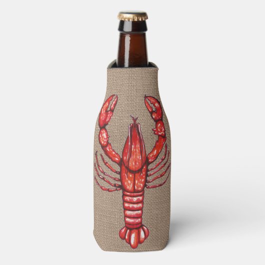 Louisiana Cajun Crawfish Faux Burlap Flesjeskoeler (Fles Voorkant)