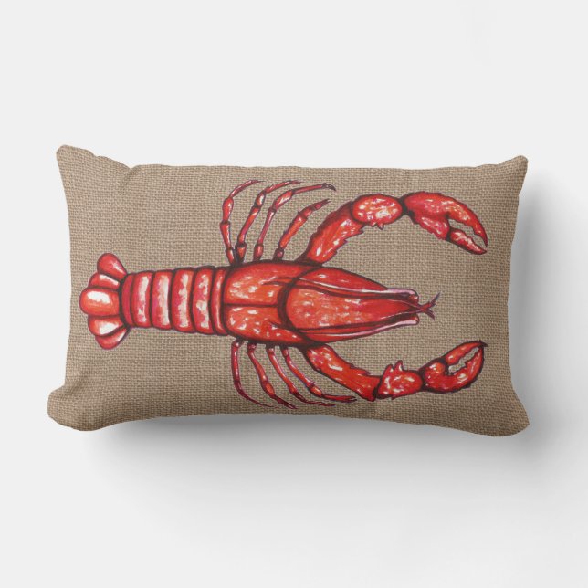 Louisiana Cajun Crayfish Faux Burlap Kussen (Voorkant)