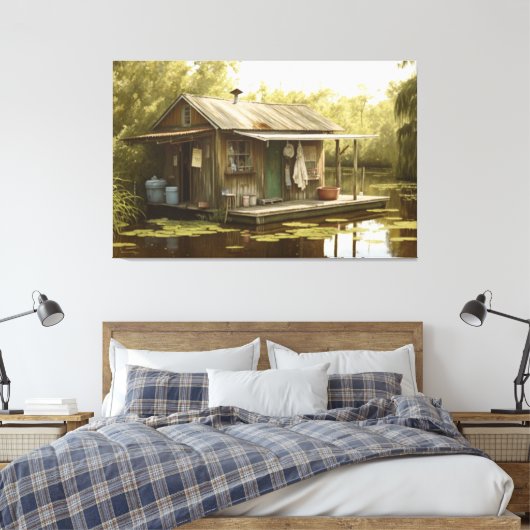 Louisiana, Cajun moeras, boothuis, moeras, NOLA Canvas Afdruk (Insitu (Slaapkamer))