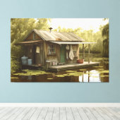 Louisiana, Cajun moeras, boothuis, moeras, NOLA Canvas Afdruk (Insitu (Houten vloer))