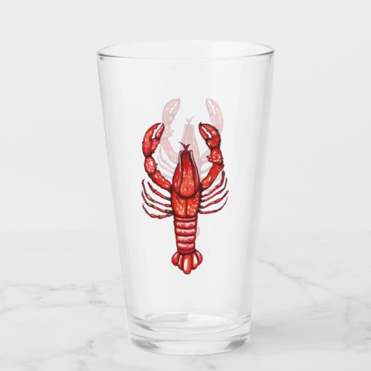 Louisiana Cajun Waterverf Crawfish Glas (Voorkant)