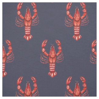 Louisiana Cajun Waterverf Crawfish & Navy Blue Stof