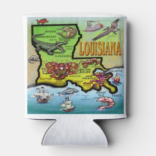 Louisiana Cartoon Map Blikjeskoeler (Achterkant)