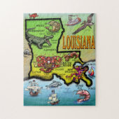 Louisiana Cartoon Map Puzzle Legpuzzel (Verticaal)