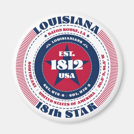 Louisiana Circle Typography Souvenir Magnet (Voorkant)