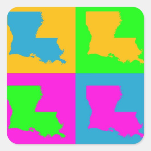 Louisiana Colorful Pop Art Fun State Sticker Set (Voorkant)
