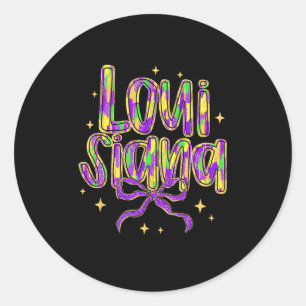 Louisiana Coquette Boog Kleurrijke Mardi Gras Carn Ronde Sticker