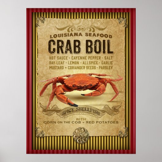 Louisiana Crab Boil New Orleans Cajun Poster (Voorkant)