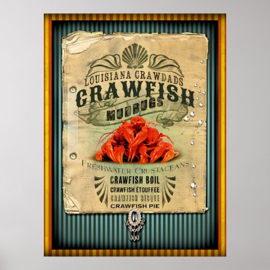 Louisiana Crawfish 2 New Orleans Cajun Poster (Voorkant)