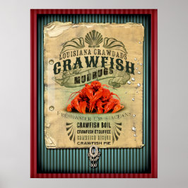 Louisiana Crawfish New Orleans Cajun Poster
